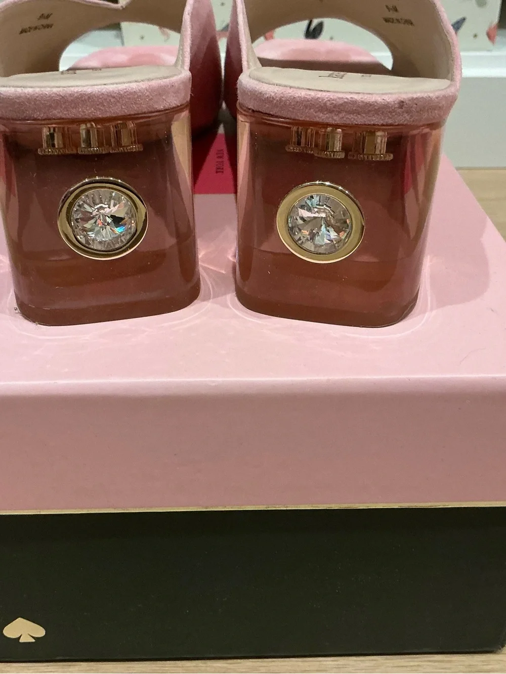 kate spade Rococo Pink Suede V-Cut Slide Mules